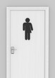 Transgender public restroom door with a gender neutral person icon, 3D rendering