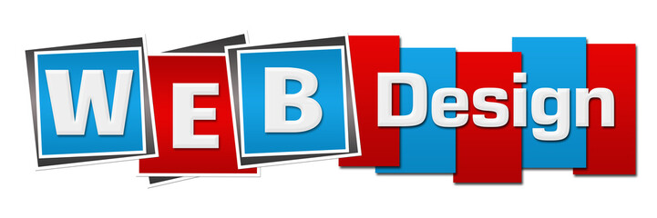 Wall Mural - Web Design Red Blue Squares Stripes Horizontal 