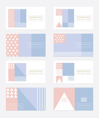 Sticker - rose quartz and serenity colored business card design templates collection in modern geometric style