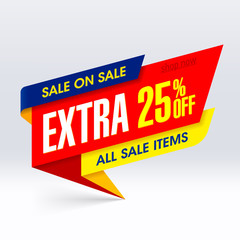 Wall Mural - Sale On Sale paper banner, extra 25% off all sale items