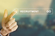 business hand clicking recruitment button on search toolbar