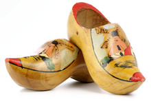 Old Dutch Souvenir Clogs Isolated On White Background