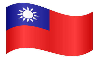 Flag of Taiwan waving on white background