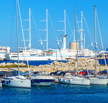 Boats In Mandraki Harbor. Rhodes Town, , Greece