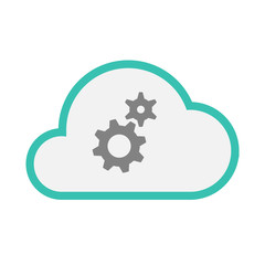 Isolated line art   cloud icon with two gears