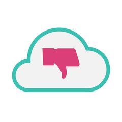 Sticker - Isolated line art   cloud icon with a thumb down hand