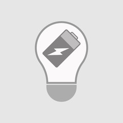 Poster - Isolated line art light bulb icon with a battery