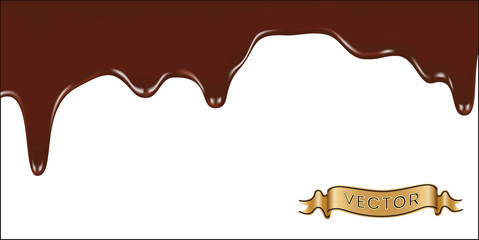 Aufkleber - Realistic vector illustration of melted chocolate dripping