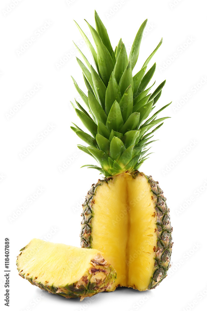 Pineapple slices, isolated on white