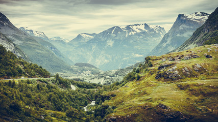 Poster - mountains landscape in Norway.