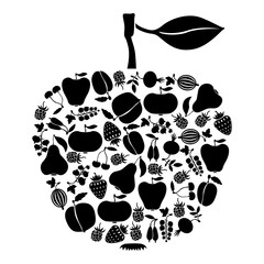 Wall Mural - Apple of fruits and berries icon