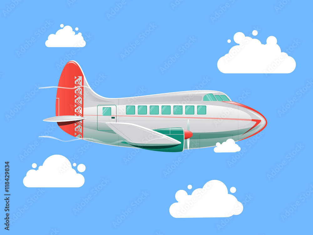 Airplane flying in the sky vector illustration Stock Vector | Adobe Stock