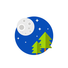 Sticker - Full Moon and Trees Vector Icon