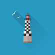 Perdrix Lighthouse in Brittany Flat design long shadow icon