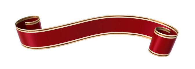 Wall Mural - curled red ribbon banner with gold border