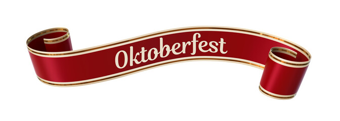 Wall Mural - curled red ribbon banner with gold border - oktoberfest