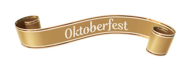 Wall Mural - curled golden ribbon banner with gold border - oktoberfest