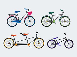 Canvas Print - Colorful Bicycle Set. Vector