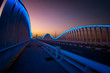 Amazing night VIP bridge during beautiful sunset. Private road to Meydan race course, Dubai, United Arab Emirates