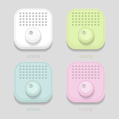 vector voice sound icon, White, blue, green, pink on gray backgr