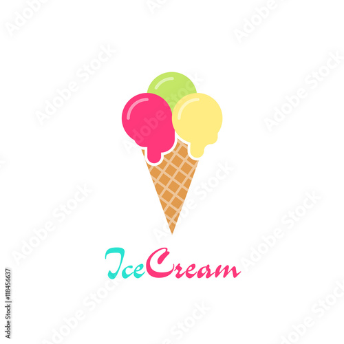Ice Cream Vector Logo Design Isolated Flat Simple Colorful Ice Cream Balls In Waffle Cone Vector Illustration Modern Creative Brand Logotype Buy This Stock Vector And Explore Similar Vectors At Adobe