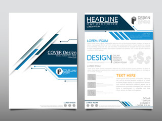Wall Mural - blue technology cover business brochure vector design, leaflet advertising abstract background, mode