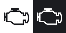 Vector Engine Icon. Two-tone Version On Black And White Background