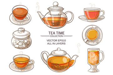 Canvas Print - glass tea set color