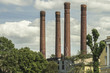 Tall chimneys of red-brick