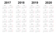 Kalender 2017, 2018, 2019, 2020, Vorlage, einfaches Design