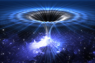 Wall Mural - wormhole or blackhole, funnel-shaped tunnel that can connect one universe with another