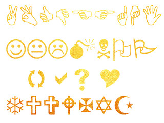  絵文字　ロゴ　金