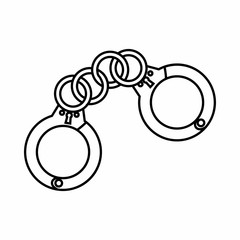 Wall Mural - Handcuffs icon in outline style isolated on white background. Capture symbol