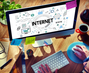 Wall Mural - internet connection technology network digital concept