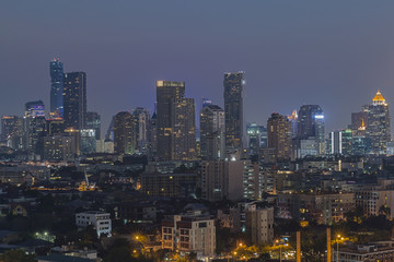  Bangkok Cityscape, Business district with high building at dusk