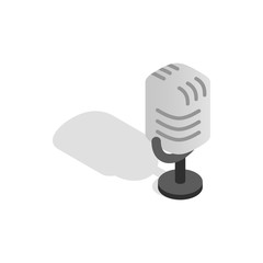 Sticker - Retro microphone icon in isometric 3d style on a white background