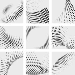 Wall Mural - Halftone dots effects backgrounds set. Vector dot texture