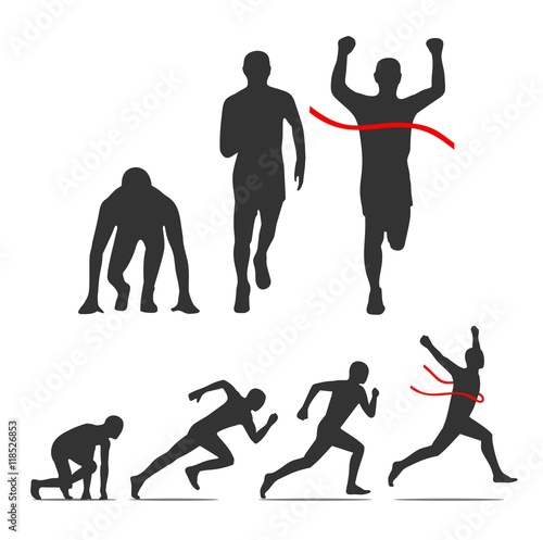 Fotografía Running step icon. Runner from start to finish.