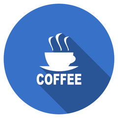 Aufkleber - Flat design blue round web coffee vector icon