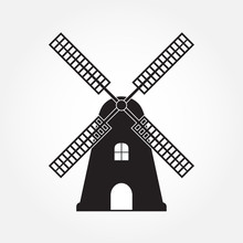 Windmill Icon Or Sign Isolated On White Background. Mill Symbol. Vector Illustration.