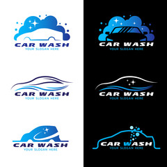 Wall Mural - car wash service logo vector set design