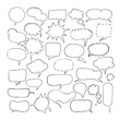 © Valentina Gurina - Vector hand drawn doodle set of sketch speech bubbles clouds.