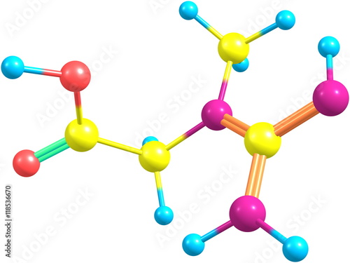 Fotografia Creatine molecular structure isolated on white