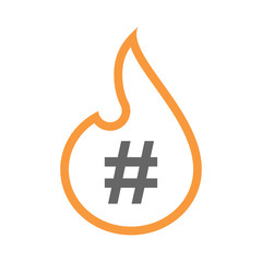 Poster - Isolated isolated line art flame icon with a hash tag