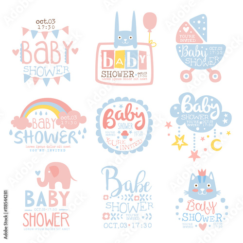 pastel color baby shower invitations