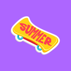 Sticker - Skate Board Bright Color Summer Inspired Sticker With Text