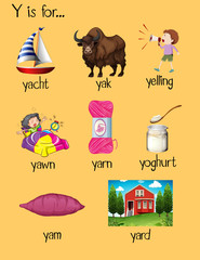 Poster - Many words begin with letter Y