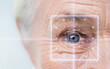 close up of senior woman face and eye
