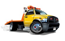 Cartoon Tow Truck Isolated On White Background. Available EPS-10 Vector Format Separated By Groups And Layers For Easy Edit