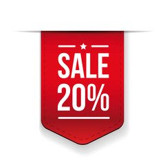 Sticker - Sale 20% off banner red ribon